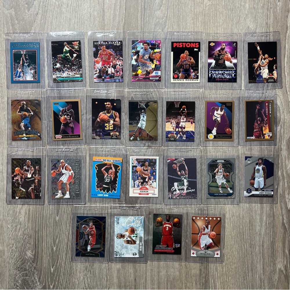 NBA 25 Cards Jordan‎ Pippen LeBron Robinson O'Neal Barkley Bird in Card Savers